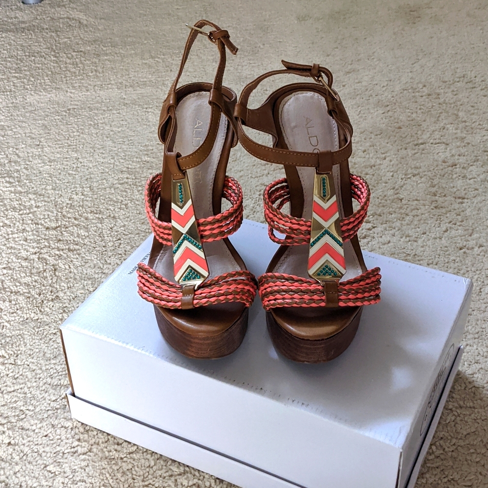 Aldo leather wedge sandals